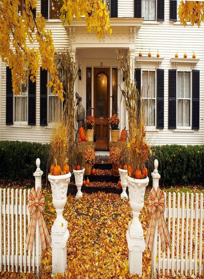 ABTOLS Large Fall Bow Wreath Autumn Thanksgiving Yellow Orange Plaid Bows for Farmhouse Wreath Indoor Outdoor Holiday Party Door Wall Decoration - Image 5
